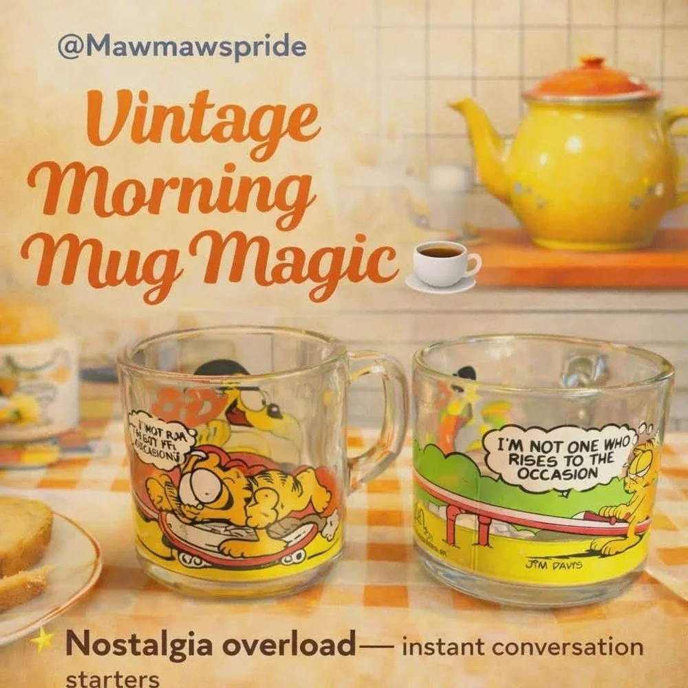 Vintage Garfield McDonald's Glasses 1978 1979 1980 Set of‎ 2 Jim Davis